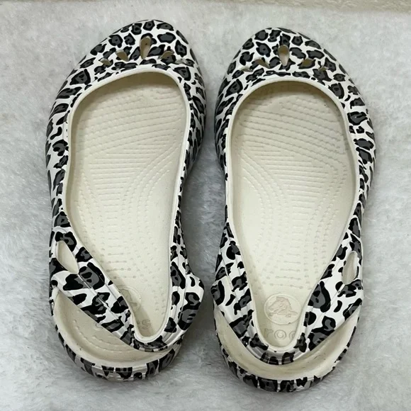 Crocs Kadee Ballet Flats White Leopard Print Size 8 - Picture 5 of 13